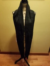 NWT Womens Calvin Klein Ribbed Knit Cold Weather Long Scarf Black OS