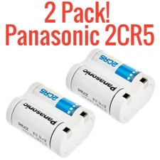 2 Pack Panasonic 6V 2CR5 Photo Lithium Battery White New DL45, KL2CR5, 5032LC