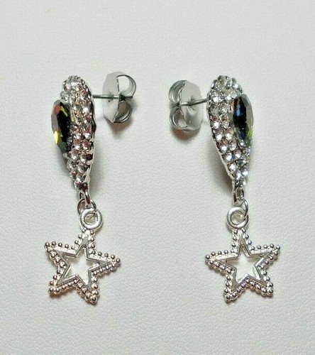Dangle stud earrings, Mystic glass, Stars, 37 mm long - Picture 3 of 3