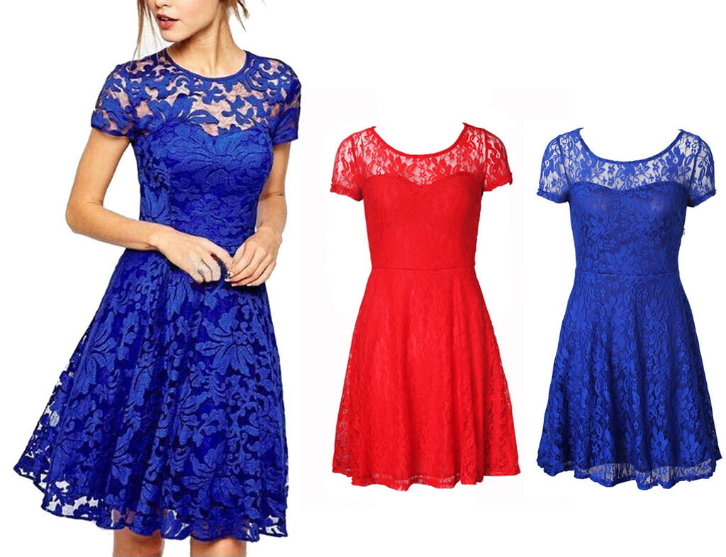 Hot Women Lace Short Dress Prom Evening Party Cocktail Bridesmaid ...