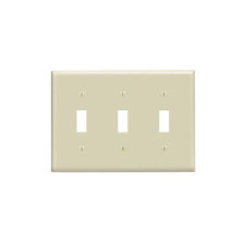 LEVITON 86011, Wallplate, Ivory, Thermoset Plastic, 3-Gang, 3-Toggle Switch, 1pc
