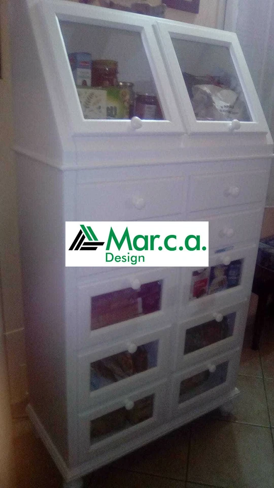 Mehrzweck-Anrichte für Küche Kunst Der Armut Weiß Matt Shabby Chic Klassisch - Bild 2 von 3
