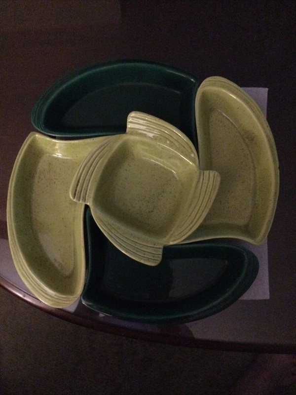 Vintage 5 Piece Mid century Relish/snack Dish Set, Don Jay Of California, Atomic