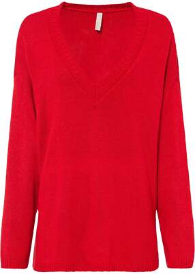 Neu Oversize-Pullover Gr. 36/38 Erdbeere Damen Langarm Sweater