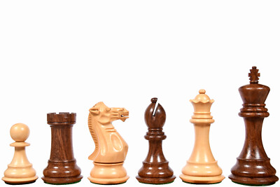 The Honour of Staunton (HOS) Weighted Chess Pieces in Sheesham & Boxwood - 4.0'' 