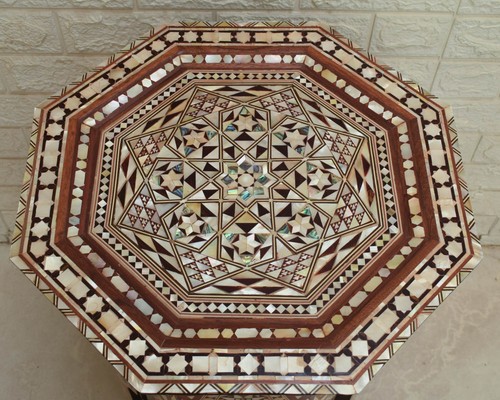 Handmade Morocco 24" Wood Side Table, Coffee & End Table, Bedside Entryway Table - Picture 4 of 10