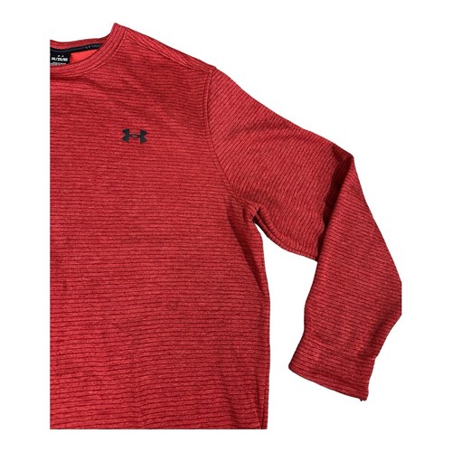 Under Armour Storm Sweater Fleece Men Size 2XL Crew Neck Burnt Orange Pinstripe - Picture 2 of 10