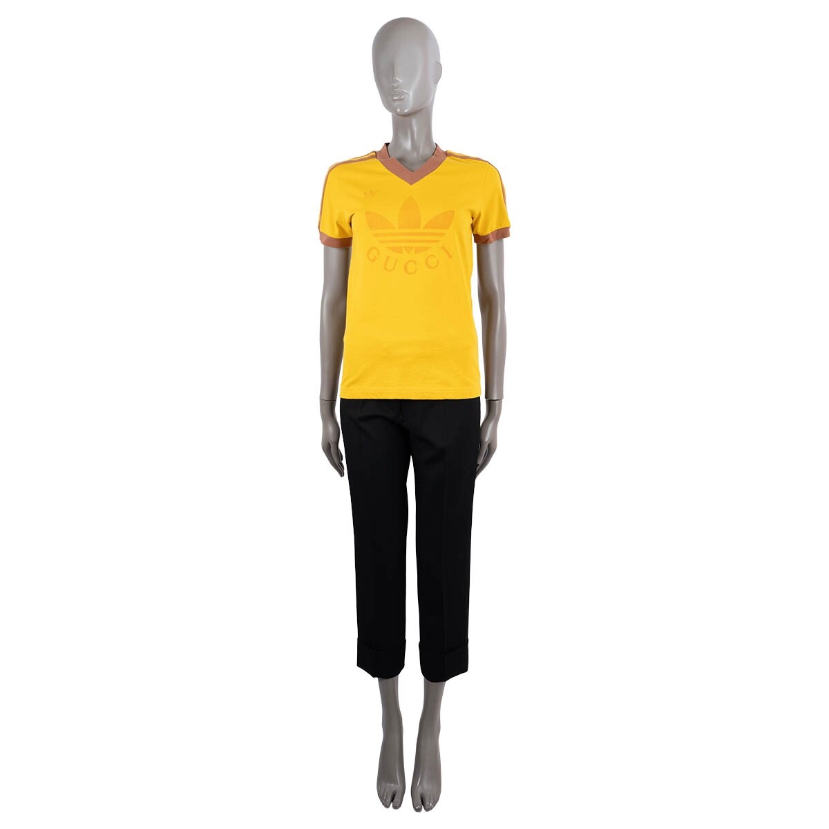 68767 auth GUCCI x ADIDAS yellow cotton 2022 LOGO V-NECK T 