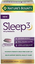 Nature's Bounty Sleep3 10mg. Melatonin, 120 Tablets Triple Action EXP 03/2027