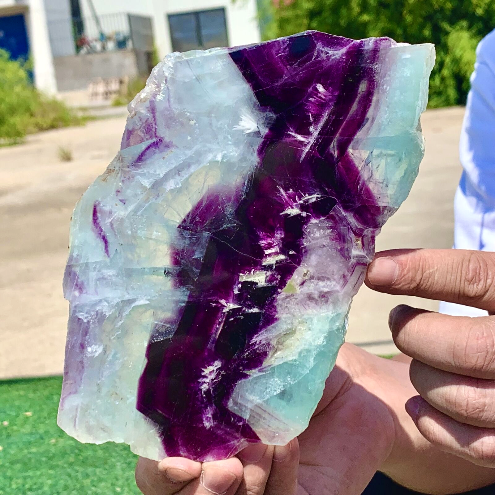 1.17LB Natural beautiful Rainbow Fluorite Crystal Rough stone specimens cure