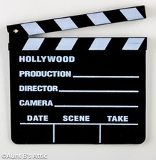 Hollywood Movie Clapperboard Prop Hand Held Painted Wood Theatrical Prop