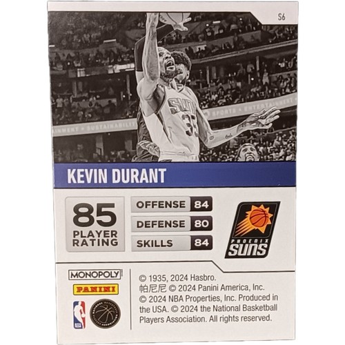 2023-24 Kevin Durant Panini Monopoly S6 Suns - Picture 2 of 2