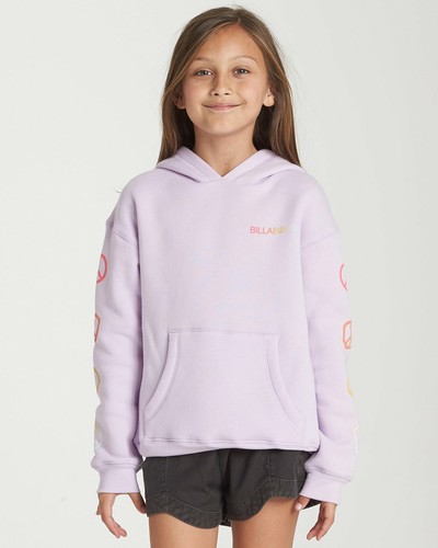 BILLABONG GIRLS PURPLE PEACE LOVE WAVES HOODIE SWEATSHIRT SURF BEACH XXS 4/5
