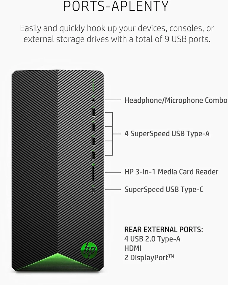 NEW HP Pavilion Gaming PC Computer Desktop TG01-2010 8GB RAM 256GB SSD  - Image 3 of 3