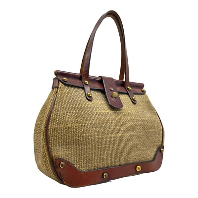 Vintage 40s 50s ETIENNE AIGNER Tweed Leather Handmade Satchel Bag