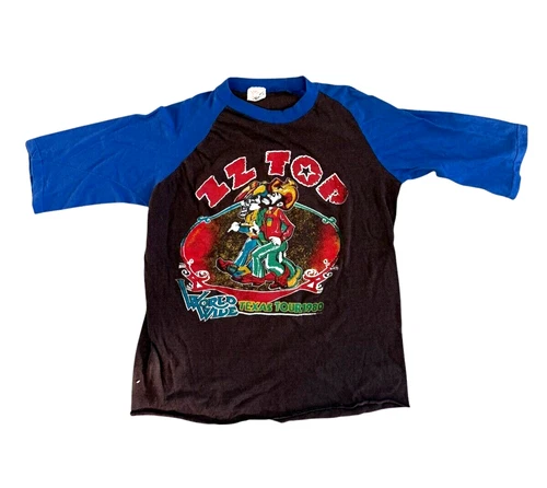 ZZ Top World Wide Texas Tour Vintage Concert T 1980s vintage concert t-shirt, vintage, size L, single stitch, B+ condition