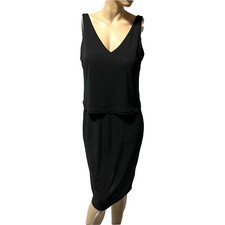 Lauren Ralph Lauren Black Dress Size M Stretch  LBD Overlay Sleeveless NWT
