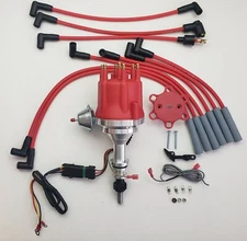 small cap FORD INLINE 6 170 200 250 RED HEI Distributor + spark plug wires NEW!