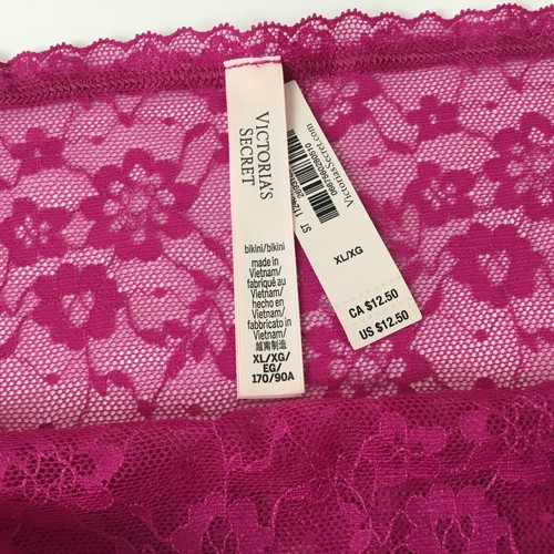 Victoria's Secret Sheer Pink Floral Lace Bikini Panty Panties Sz XL Fuchsia NWT - Picture 3 of 3