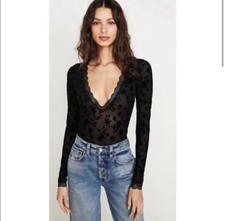 NEW Free People Babes In Bandeaus Bodysuit Black Combo Size S Small With Tags
