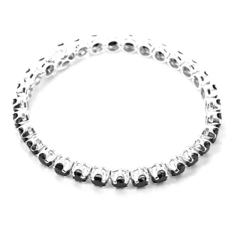 Lab Created Black Diamond Tennis Bracelet 14K White Gold Plated 6.00Ct Round Cut - Picture 3 of 7