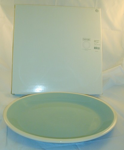 New Dansk Coconut Grove Azure Blue / Brown Round Platter Great Hostess Gift 14" - Picture 5 of 5