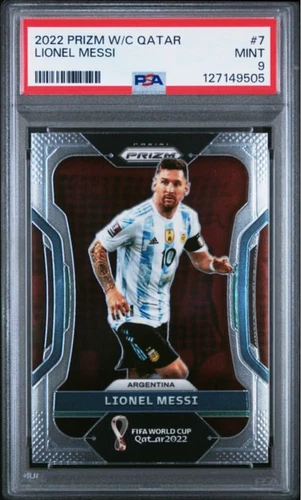 2022 PANINI PRIZM WORLD CUP QATAR #7 LIONEL MESSI PSA 9 ARGENTINA CHAMPIONS 🐐