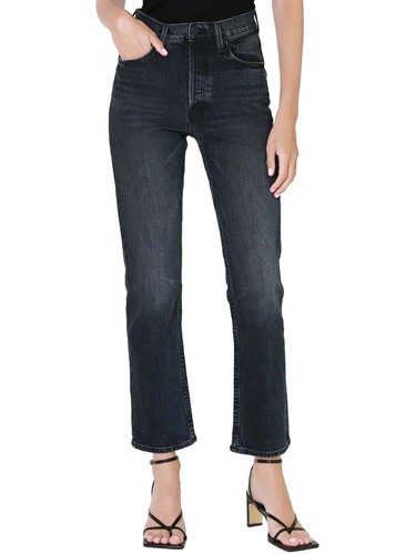 MOTHER The Tomcat Ankle Jeans Women 30 Black High Rise Straight Button Fly