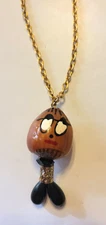 Vintage Estate Acorn Head Charm Pendant handmade Necklace Gold Tone Real Jewelry
