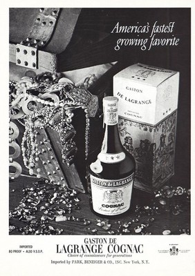 1969 Gaston de LaGrange Cognac: Fastest Growing Favorite Vintage Print Ad