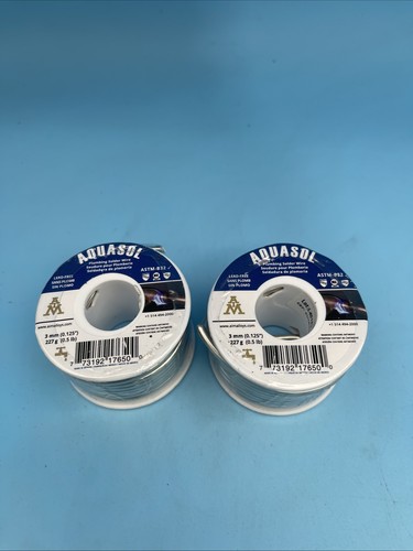 2 Pack AIM Aquasol Lead Free Plumbing Solder 3mm (0.125 Inch) 227g (0.5lb) New