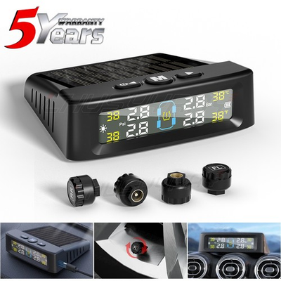 #ad RV Tire Pressure Monitoring System Real Time Solar Trailer TPMS 4 Sensors $19.99
