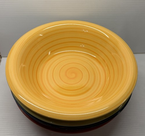 Citrus Grove Multicolored Swirl Soup/pasta Bowls Swirl 8 1/2 Inch Set Of 4 Nice