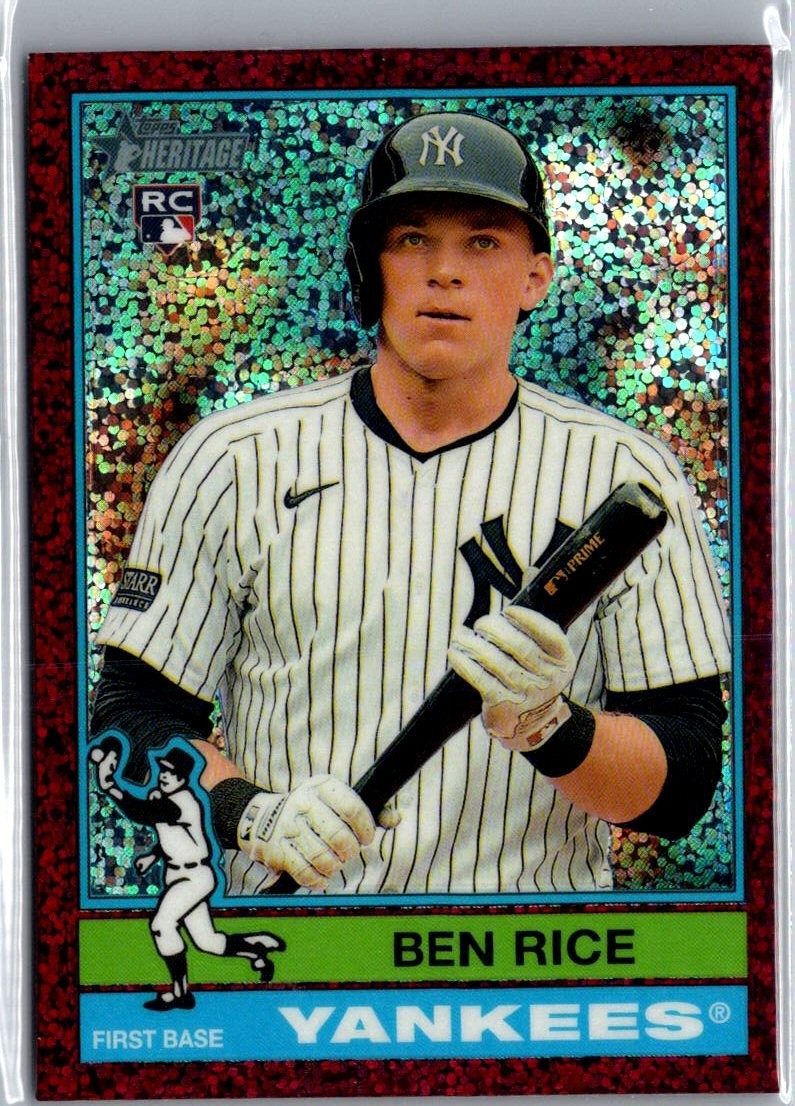2025 Topps Heritage - SP Ben Rice #406 Chrome Burgundy Sparkle