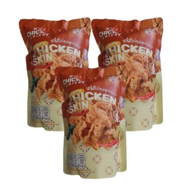 3 Packs Chicky Fried Crispy Chicken Skin Tom Yum Spicy Thai Savory Snack 30g