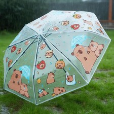 Kids Capybara Themed Clear Umbrella