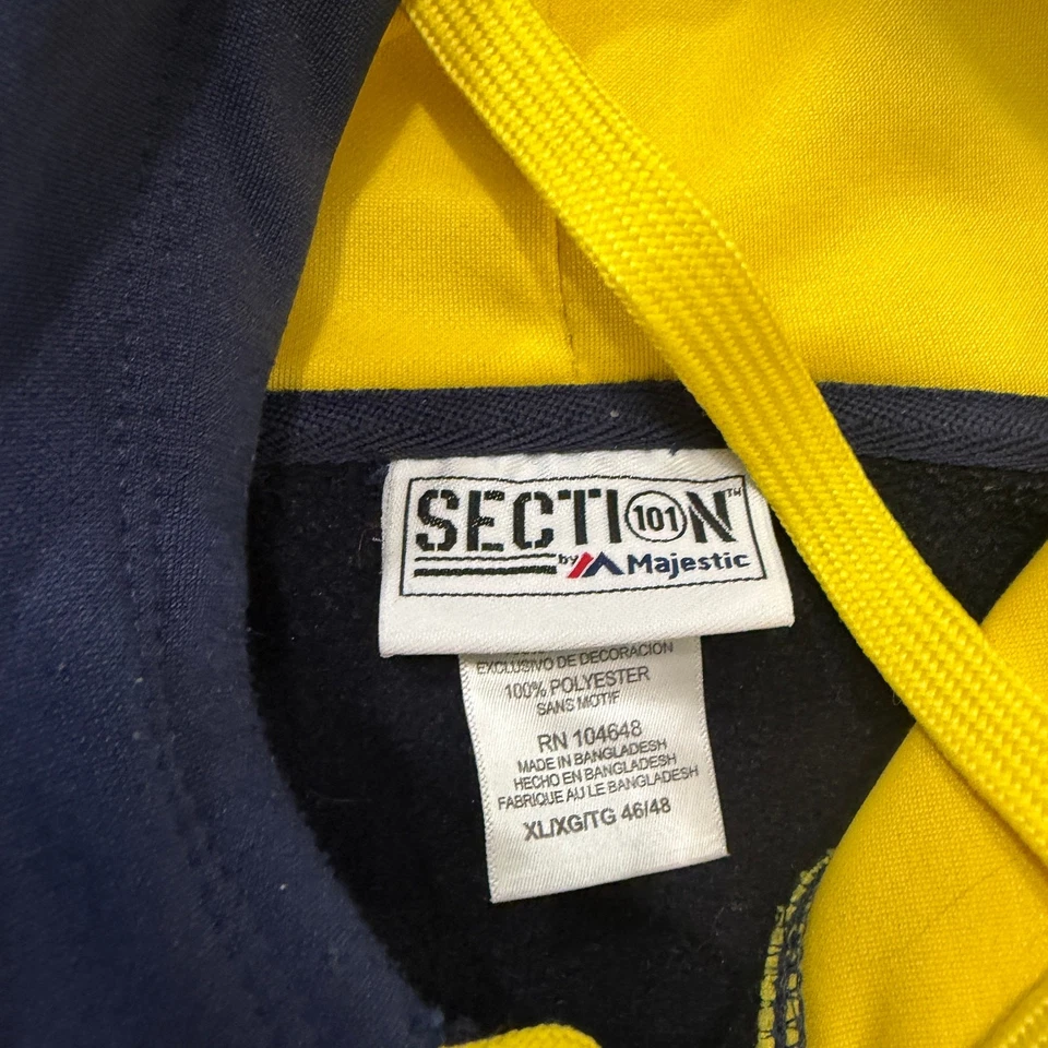 Majestic Michigan Wolverines Hoodie Men's Extra Large XL Blue Yellow Umich UofM - Image 3 of 4