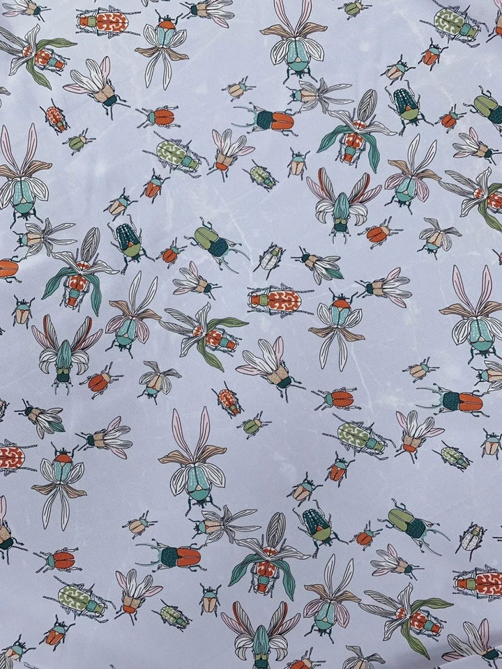 Tela de seda crepé 100 % seda natural 16 Momme insectos azules 54" ancho 1 metro JX053 Foto 4 de 4