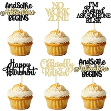 30Pcs Happy Retirement Cupcake Toppers Officially Retired Cupcake Picks No Wo...