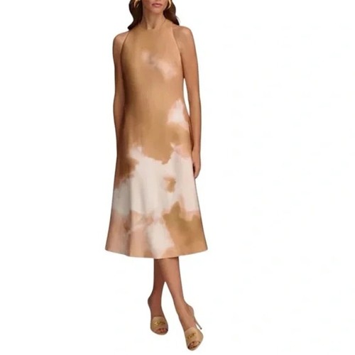 Abito tubino senza maniche acquerello DONNA KARAN nuovo con etichette $139 taglia donna 8