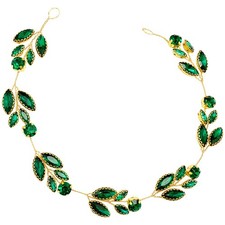 Green Crystal Rhinestone Bridal Hair Vine Wedding Headband Headpiece Decor
