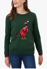 Rare Joules festive Pheasant jumper sweater green NEW!