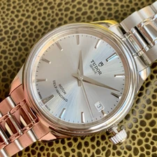 Tudor Ladies 34mm 12300 Style Automatic Steel Silver Dial Wristwatch - Mint