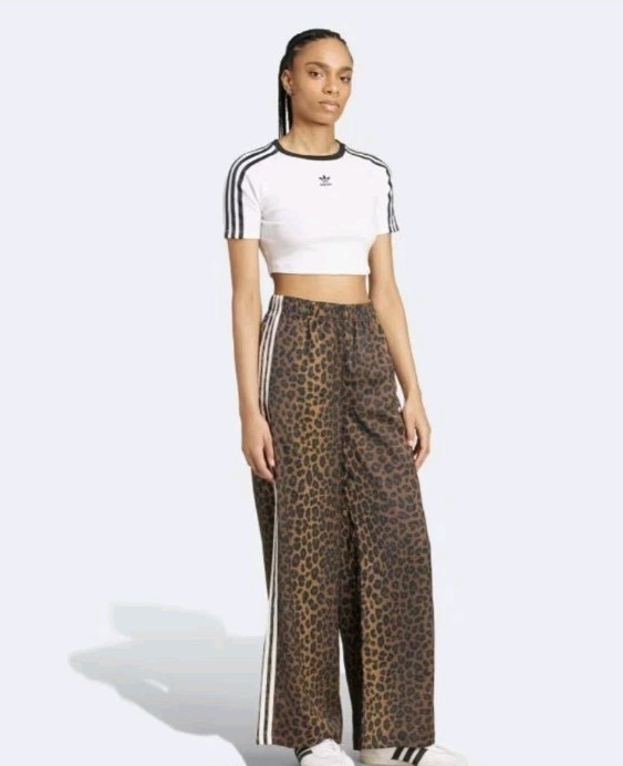 Adidas Originals Leopard Wide Leg Satin Pants XXS New Nwt 100