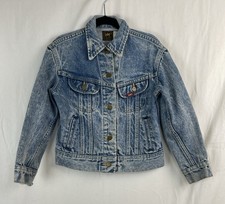 Vintage Lee Riders Denim Trucker Style Jean Jacket Boys 8 StoneWash Union USA