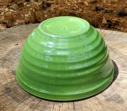 #12 Large Bauer Ring Ware Green Depression Era Mixing Ceramic Bowl 9.5 x 5”