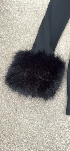 Shein Black Mini Bodycon Dress With Faux Fur Cuffs And Collar Size S - Picture 2 of 4