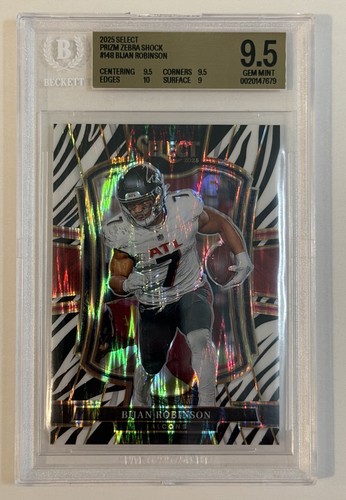 2025 Panini Select - Premier Level Bijan Robinson #148 Zebra Shock Prizm BGS 9.5