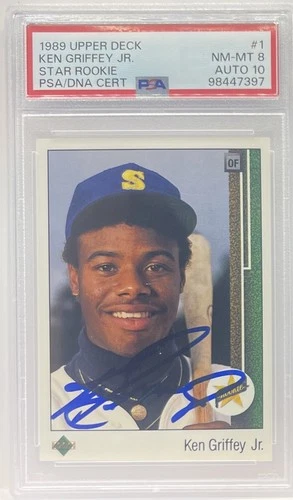 Ken Griffey Jr. 1989 Upper Deck Star Rookie Auto RC #1 Mariners PSA 8 Auto 10