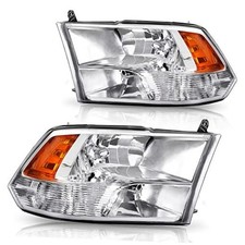 Headlight Assembly Compatible Passenger and Driver Side OE-Chrome/Amber/Clear